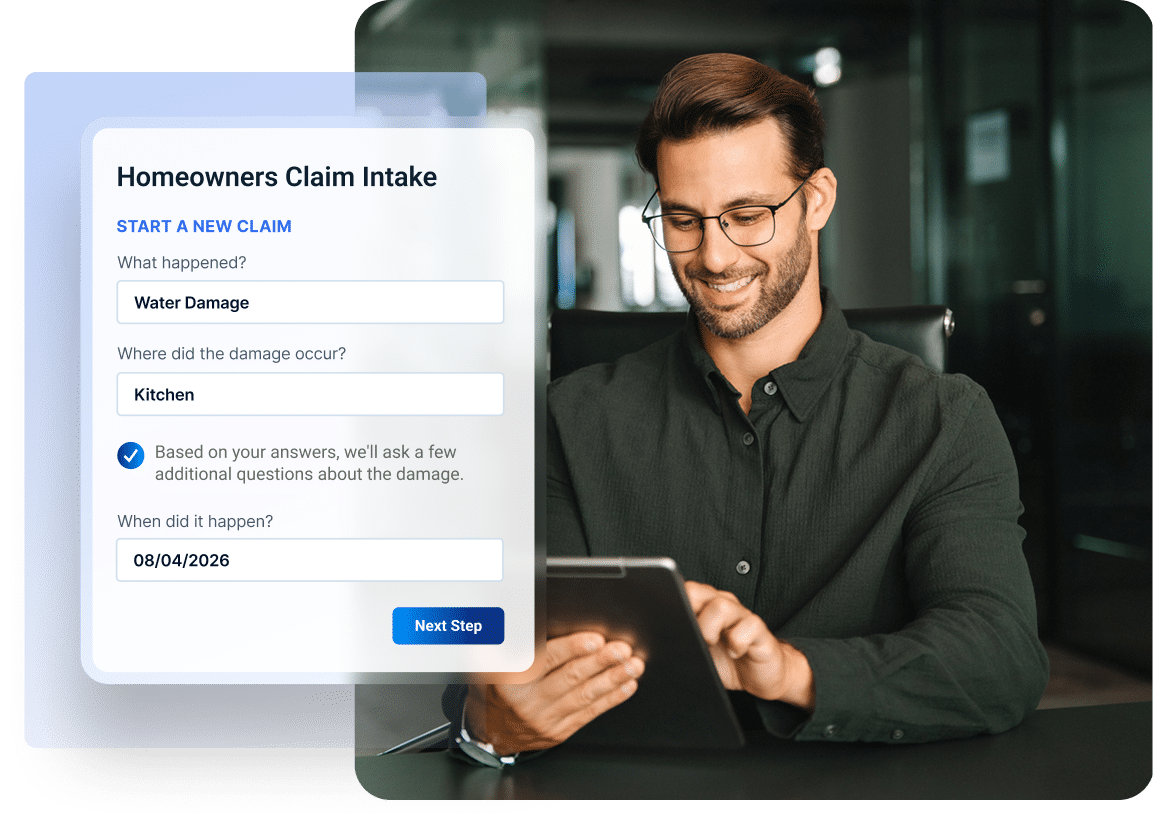 Conceptual image showing the capture of information from an insurance customer
