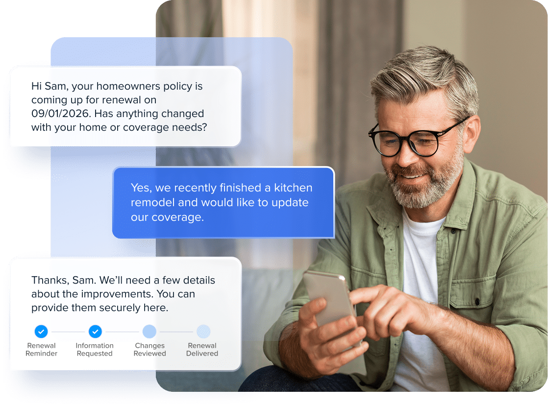 Illustration of insurance communications with a policyholder about a policy change