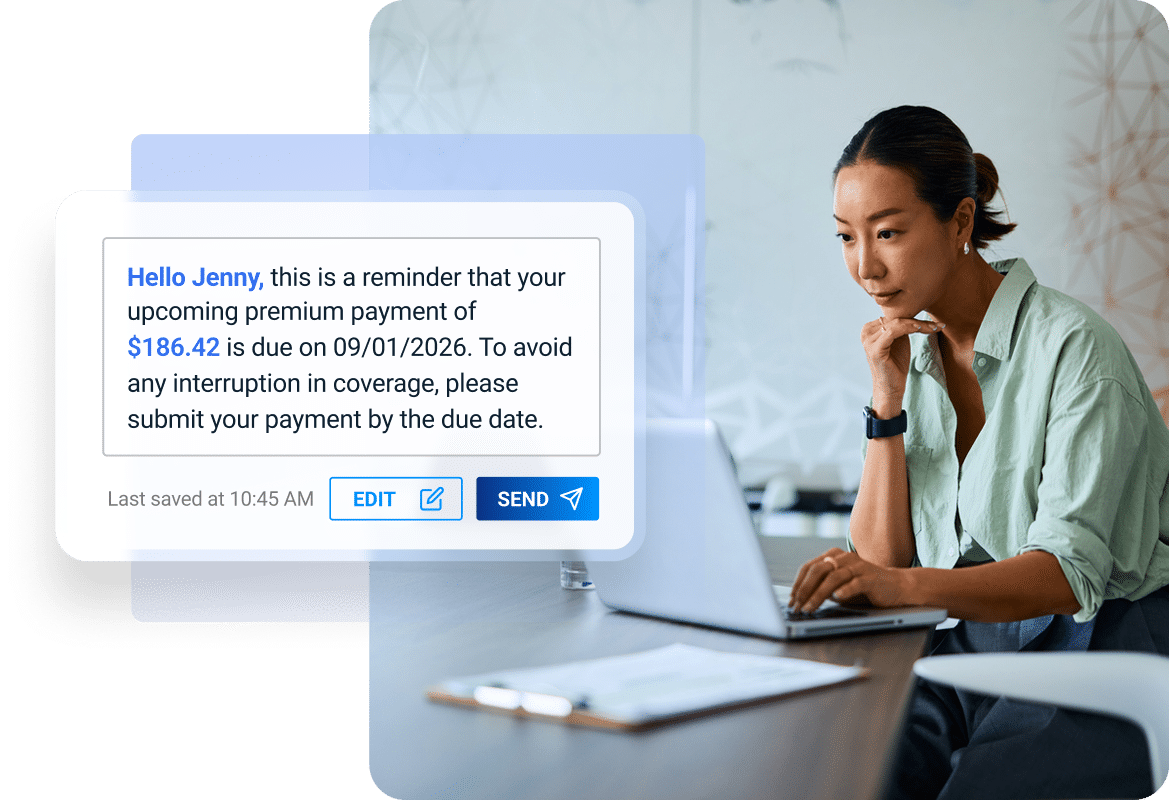 Conceptual image of an insurance communication for a payment reminder.