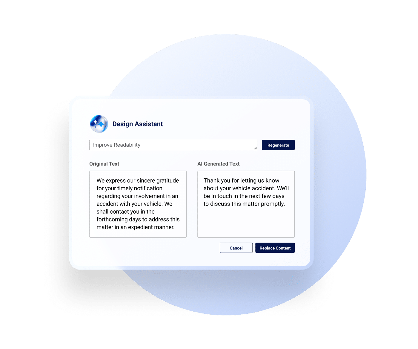 Example of SmartCOMM's AI capabilities to create insurance communications