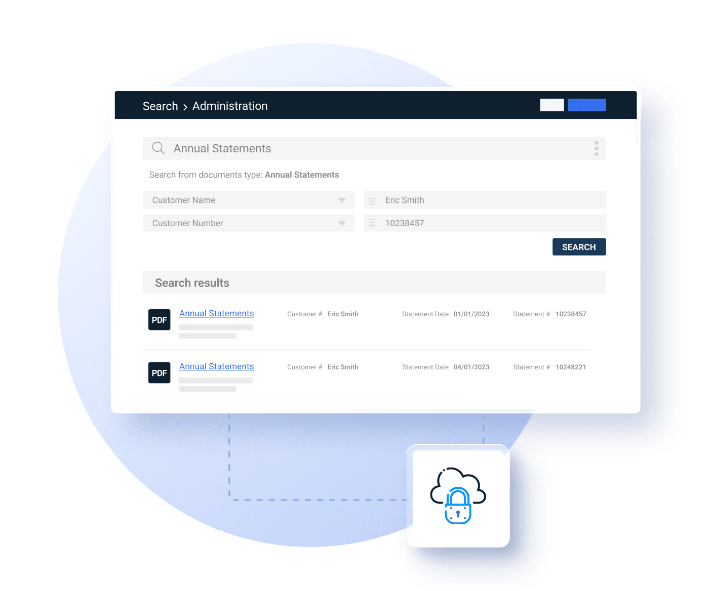 Conceptual product image of SmartHUB for financial services archiving and retrieval